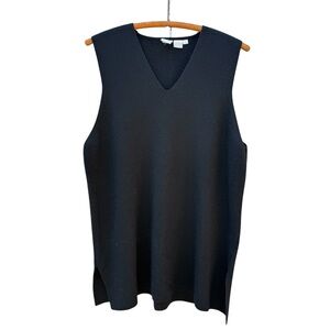 CW Clifford & Wills 100% Wool Women's V-Neck Sleeveless Sweater in Black Size L